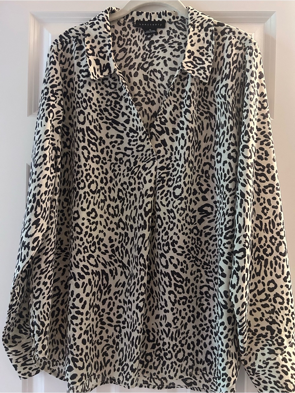 Sanctuary Black and Cream Leopard Button-Up Blouse